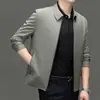 Marca nueva, chaqueta corta para hombres de mediana edad y mayores, top fino de primavera y otoño, chaqueta oficial con solapa y cremallera