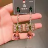Brincos de Corrente Longa com Garras Exageradas Elegantes de Prata S925 com Strass para Mulheres Brincos com Franjas de Diamante Colorido Europeus e Americanos Brincos da Moda