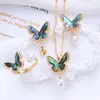Conjunto de pérolas de concha de abalone colorido de alta qualidade DIY joias requintadas de luxo leve com agulha de prata S925 com design de borboleta estilo floresta