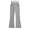 Sy9196-26 Nuevo Estilo Primavera Temprana Versión Coreana Deseo Puro Chica Caliente Perezosa Cintura Delgada Pantalones Largos Acampanados Pantalones Casuales