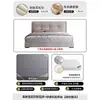 Cama tapizada minimalista de estilo italiano con tirador de tela, diseño de cabecero alto (wingback) en gris claro, respaldo grande y soporte lumbar, adecuada para un dormitorio principal