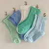 Calcetines Finos de Primavera y Verano para Niños y Niñas, Calcetines para Bebé en Colores Dulces, Calcetines de Algodón con Borde Enrollado, Calcetines Coloridos de Rayas Verticales, Calcetines para Bebé
