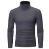 Camiseta de Manga Larga de Color Sólido Ajustada para Otoño e Invierno para Hombre Camisa Base Ceñida de Moda Cuello Medio Ropa de Otoño Talla Grande Moderna