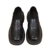 Mocasines de Suela Gruesa para Mujer que Aumentan la Altura Otoño 2025 Nuevo Estilo Británico Zapatos Pequeños de Cuero Negro Zapatos de Cuero sin Cordones