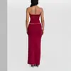 Traje de Moda Sexy de Verano para Mujer de Estilo Europeo y Americano Transfronterizo, Top de Tubo, Falda Larga, Set Delgado de Dos Piezas Más Vendido en Amazon