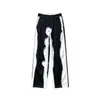 Jeans Rectos de Patchwork Blanco y Negro Talla Extra Grande 8XL-M Estilo High Street Americano Nicho