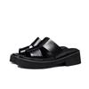 Dropshipping 2024 Nuevas Sandalias y Pantuflas de Verano para Hombre que Aumentan la Altura, Pantuflas de Puntera Descubierta de Suela Gruesa de Cuero Genuino