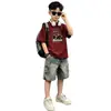 Conjunto de Verano para Niños 2026 Estilo Nuevo Niños Medianos y Grandes Camiseta de Manga Corta de Verano Delgada Sensación de Hielo Conjunto de Dos Piezas Estilo Verano Moderno Fresco