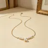 Collar con Colgante de Perla en Forma de V Estilo Europeo y Americano, Cadena Fina Versátil de Moda para Clavícula para Mujeres, Gargantilla de Perlas de Imitación de Lujo Ligero
