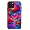 Aplicável à Capa de Vidro Temperado Apple 18PRO 17PROMAX Capa Protetora iPhone16 Nuvens Arco-Íris 17E Coração de Amor