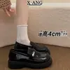 Primera Capa Piel de Vaca Suela Gruesa Mocasines sin Cordones Zapatos de Mujer 2026 Nuevos Punta Redonda Estilo JK Británico Planos Zapatos Pequeños de Cuero