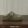 Sandalias Birkenstock slip-on retro de suela gruesa con pequeños diamantes de imitación, versátiles para mujer, nuevo modelo de principios de otoño, de nicho y discretas, casuales y con estilo