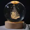 Explosiones transfronterizas Bola de cristal luminosa USB 3D tallada Regalos creativos Adornos de escritorio Bola de cristal Luz nocturna