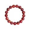 Weiyi Joyería Cuentas Sueltas Naturales Ágata Rojo Sangre de Buey Cristal Círculo Plano Pulsera Cristal de Visión Rojo Fuego Pulsera de Color Hermoso