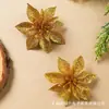Flores de Natal com glitter dourado transfronteiriças, Acessórios para decoração de árvore de Natal, Enfeites para guirlanda de Natal, Cabeças de flores decorativas de Natal, Flores artificiais