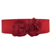 Cinturón Ancho Floral de Gasa Versátil Decorativo Flor Grande Elástico Ancho para Mujer Accesorio de Cintura Atuendo de Espectáculo Flor de Cintura