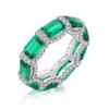 Anillo de circonita verde de plata esterlina S925 de Lin Lang, anillo de esmeralda de alta calidad retro, venta transfronteriza europea y americana.