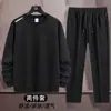 Conjunto Esportivo Masculino 2025 Outono Novo Simples Moda Tendência Moletom Calça Casual Inverno Espessado Conjunto de Duas Peças