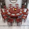Nuevo Juego de Mesa y Sillas de Comedor de Madera Maciza Estilo Chino para Uso Doméstico, Mesa Redonda con Plato Giratorio, Mesa de Comedor Redonda con Inducción, Mesa Redonda Grande para Restaurantes