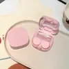 Estuche Sencillo y Elegante para Lentes de Contacto con Espejo, Caja Compañera, Caja de Cuidado para Lentes de Color, Color Sólido, Portátil As3202