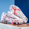 Zapatos de fútbol de caña alta transfronterizos para niños y niñas, zapatillas de entrenamiento con tacos para adultos, zapatos deportivos profesionales transpirables antideslizantes con tacos largos