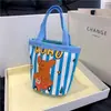 Bolsa Cubo Graffiti Linda, Bolsa Cilíndrica Estampada Ins, Bolsa de Lona para Almuerzo, Lonchera de Mano Estilo Coreano para Niña, Bolsa de Mamá