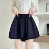 Falda-pantalón floral gris para mujer, nuevo estilo de verano, falda corta tipo A coreana de corte holgado, cintura alta, petite, shorts abullonados de longitud media