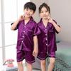 Cardigã de Verão com Lapela de Seda de Manga Curta Tamanho Grande Infantil da CUHK Roupas Infantis Roupa de Casa Plus Size para Homens e Mulheres
