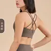 Top de yoga transfronteiriço com design de costas cruzadas, sutiã esportivo à prova de choque e com suporte, top fitness