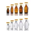 Botella de Líquido Oral Color Té Vidrio Transparente Botella de Farmacia Múltiples Tamaños Embotellado Evitación Química Botella de Reactivo