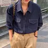 Camisa de Estilo Ins Coreano de Blogger, Estilo Nicho con Costuras Visibles y Bolsillos Dobles, Súper Elegante y Versátil para Primavera