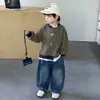 Conjunto de Sudadera de Dos Piezas para Niños Primavera y Otoño 2026 Nueva Ropa Infantil Estilo Coreano Atractivo Conjunto de Dos Piezas de Mezclilla