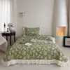 Cubrecama Acolchado de Gasa de Doble Capa 100% Algodón Estilo Francés con Bordes de Algodón Juego de Tres Piezas Combinado con una Funda de Edredón a Juego de Algodón Puro para Todas las Estaciones