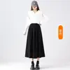 Falda de lana de acetato para mujer, nuevo estilo otoño e invierno, de cintura alta, fluida, larga, elegante falda plisada tipo paraguas