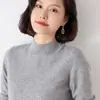 Suéter de Cachemira de Cuello Medio para Mujer, Nuevo Otoño/Invierno Ajuste Holgado Talla Grande Camisa Base de Lana Tejida