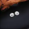 Pendientes de Plata S925 Estilo Chino Nuevo Retro Flor de Begonia de Cuatro Hojas para Mujer Mate Simple Artístico Elegante Adornos Redondos de Flor de Cuatro Pétalos