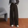 Pantalones azul marino de pierna ancha para mujer, nuevo estilo otoño 2026, elegantes de cintura alta, corte holgado, rectos adelgazantes, pantalones casuales