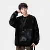 Sudadera Diesel de Canalé de Alta Gama con Estampado Completo y Cuello Redondo para Hombre Otoño Nueva Tendencia Nacional Cuello Redondo Holgada Talla Grande Top para Hombre