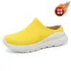Pantufas meias slip-on transfronteiriças com forro de fleece para aquecimento, tênis esportivos casuais de malha fly unisex, atacado moderno