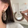 Pendientes de Aro de Felpa Retro con Estampado de Leopardo Maillard para Mujer, Pendientes Populares de Lujo Ligero de Nicho para Otoño e Invierno
