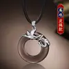 Collar con Colgante para Hombre Moderno Elegante Sencillo Versátil Obsidiana Hebilla de Seguridad Plata de Ley S925 Joyería para Mujer