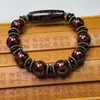 Pulseira de Contas Dzi Antigas do Xizang Pulseira de Pedra Bruta Dzi de Nove Olhos e Três Olhos Pulseira Masculina e Feminina Ágata Contas Dzi Contas Dzi Vermelho Escuro