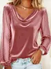 2025 Nuevo Sitio Independiente de Amazon Ropa de Mujer Transfronteriza Europea y Americana Color Sólido Cuello en V Malla Pedrería Manga Larga Camiseta