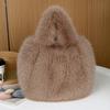 Bolso Nuevo Peludo Transfronterizo Felpa Imitación Zorro Plegado Bolso de Mujer Gran Capacidad Bolso de Mano Cesta de Verduras Bolso de Felpa