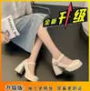 Zapatos de plataforma impermeables de tacón grueso de una sola pieza, versátiles, de temperamento negro, zapatos pequeños de cuero, tacones altos para mujer, zapatos Mary Jane franceses de una sola tira