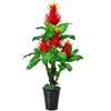 Hongyun Dangtou árvore falsa árvore palma vermelha flor artificial em vaso plástico verde flor decorativa sala de estar bonsai planta verde