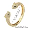 Nuevo Pulsera de Moda Europea y Americana con Cabeza de Leopardo Goteo de Pegamento Microincrustación Personalidad Apertura en Forma de Mancha Joyería de Mano
