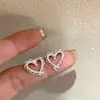 Pendientes de Perlas con Borde de Encaje Calado en Forma de Corazón Estilo Coreano para Mujer, Lujo Ligero, Gama Alta, Pendientes Elegantes, Accesorios de Oreja Únicos y Hermosos
