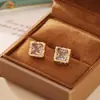 Pendientes Cuadrados Pequeños y Exquisitos de Cristal Diseño de Nicho Elegantes Versátiles Pendientes de Moda Tendencia Personalizada Pendientes Sencillos