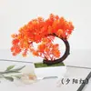 Planta de Vaso Pequena Árvore de Lótus Crescente Simulado Pequeno Bonsai Decoração de Mesa para Casa Planta Verde Floral Ornamento de Flor